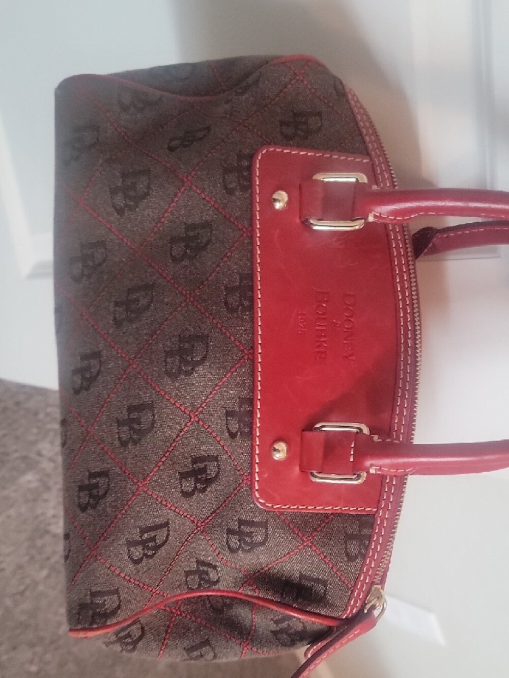 Dooney & Bourke Satchel with Red Leather Trim - Picture 6 of 11